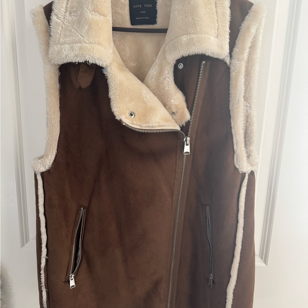 Love Tree Brown and Cream Vest